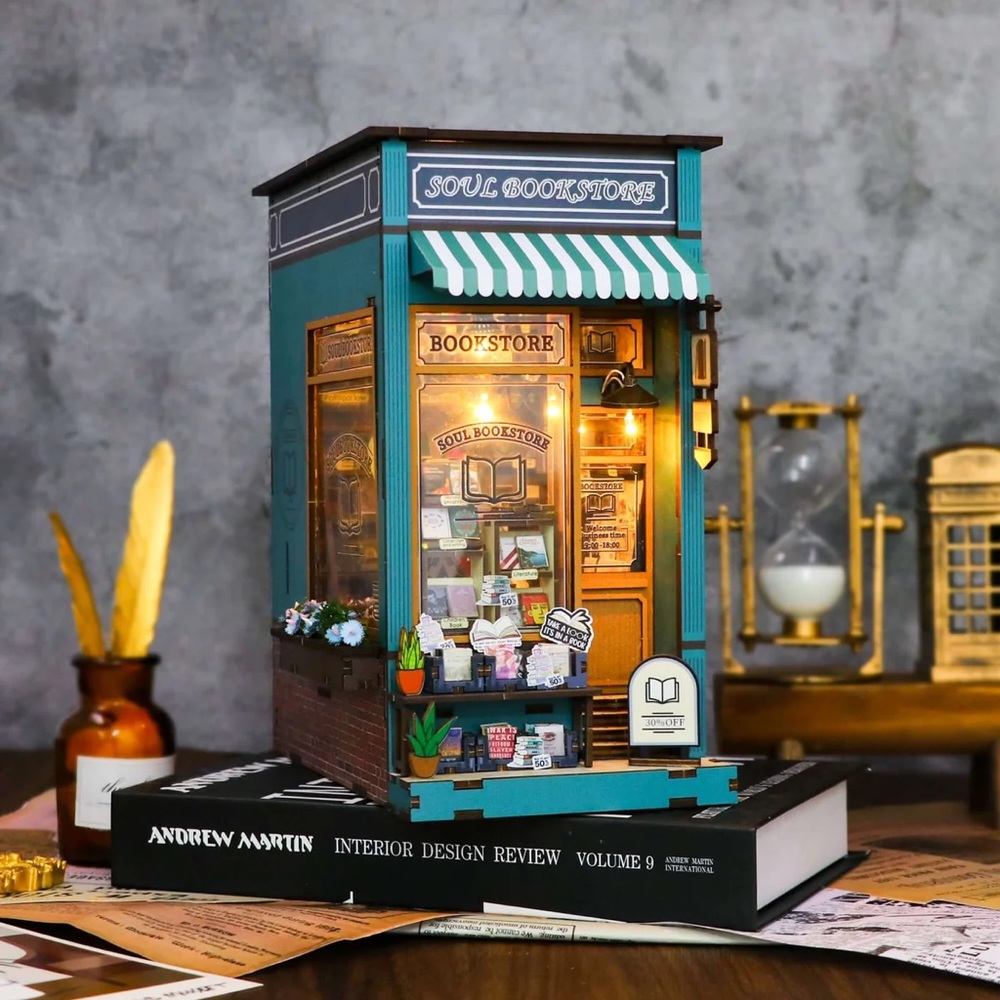 3D Three-dimensional Wooden Puzzle Soul Bookshop DIY Handmade Miniature ArtHouse